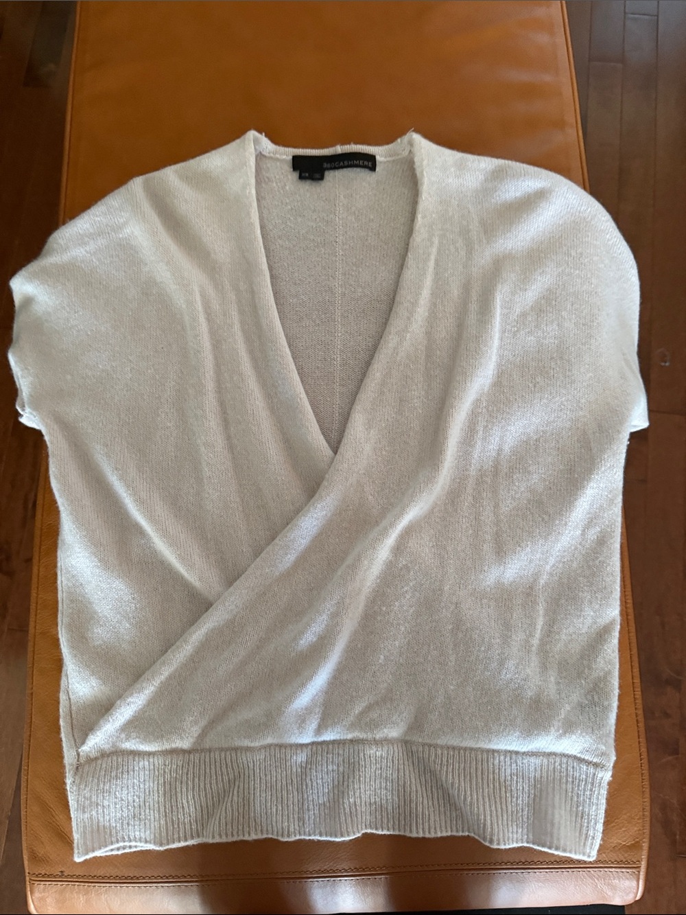 360 Cashmere pale pink Wrap-Front V-Neck Sweater short sleeve